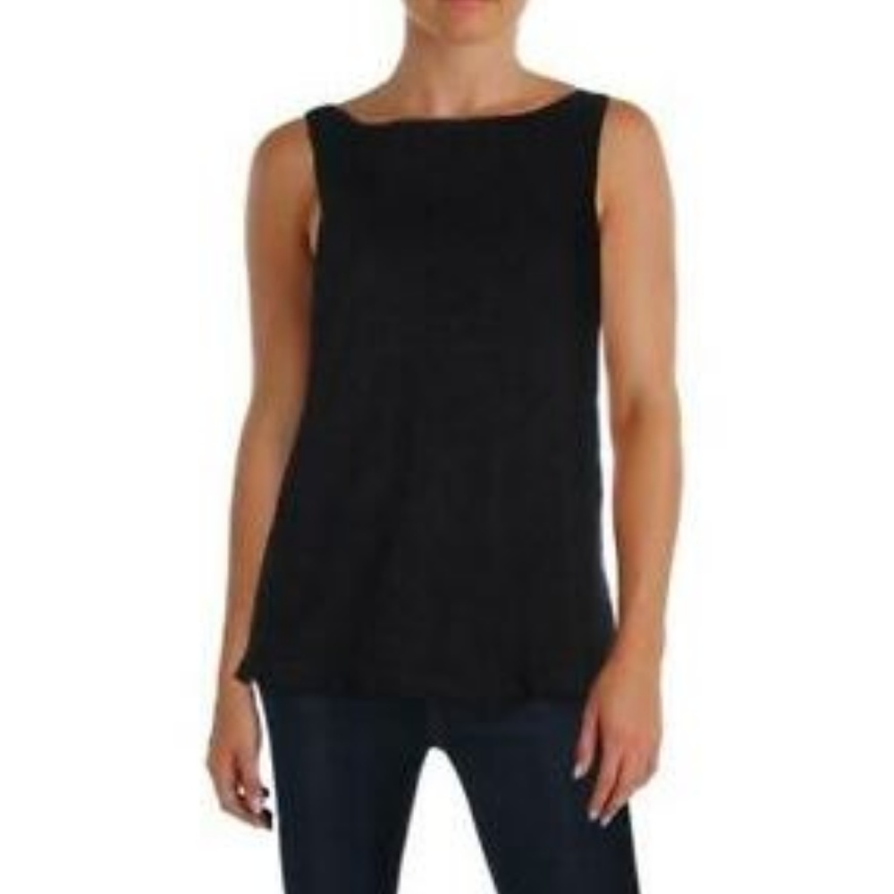 Ralph Lauren Womens Black Embroided Mesh Tank Top